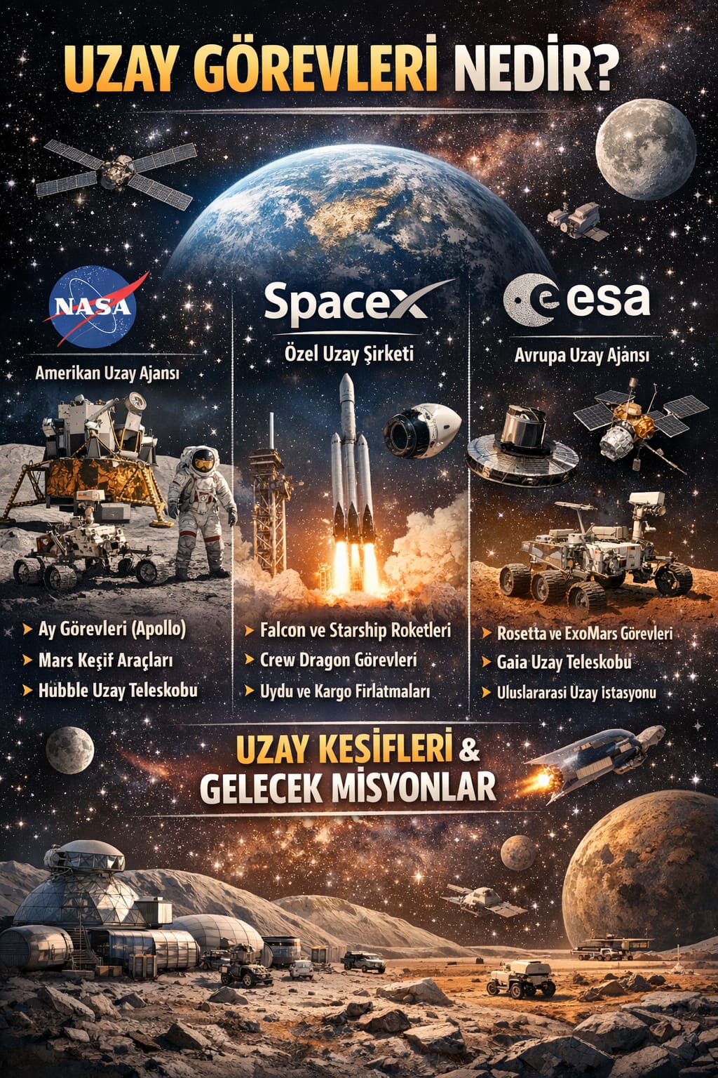 Uzay Görevleri Nedir? NASA, SpaceX ve ESA’nın Uzay Keşfindeki Rolü